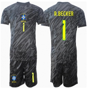 Brasile Alisson Becker #1 Portiere Maglia Gara Trasferta Repliche Copa America 2024 Bambino